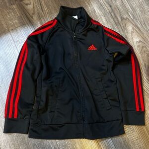 Adidas Kids Black Jacket with Red Stripes